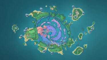Genshin Impact Yae Miko materials map showing Sea Ganoderma locations