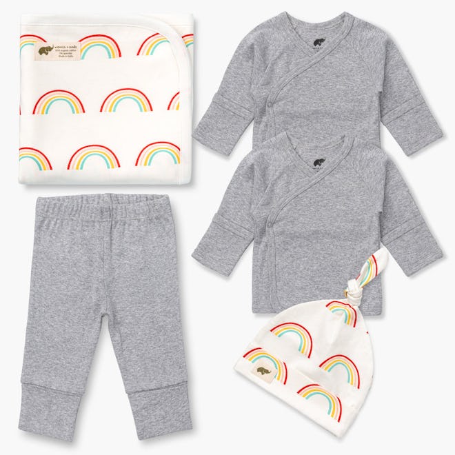 coming home outfit for baby boys rainbow printed set