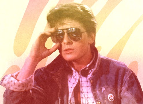 Michael J. Fox wearing sunglasses in Back to the Future
