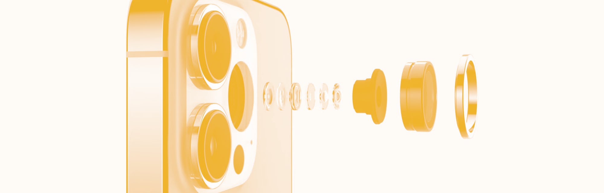 iPhone 13 Pro camera system with disassembled ultrawide lens.