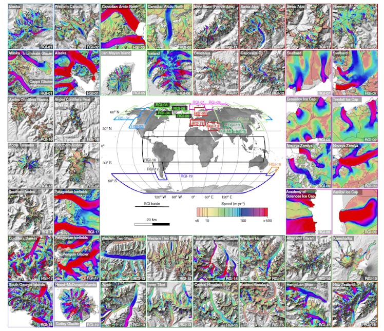 Regional maps of glacier ice volume