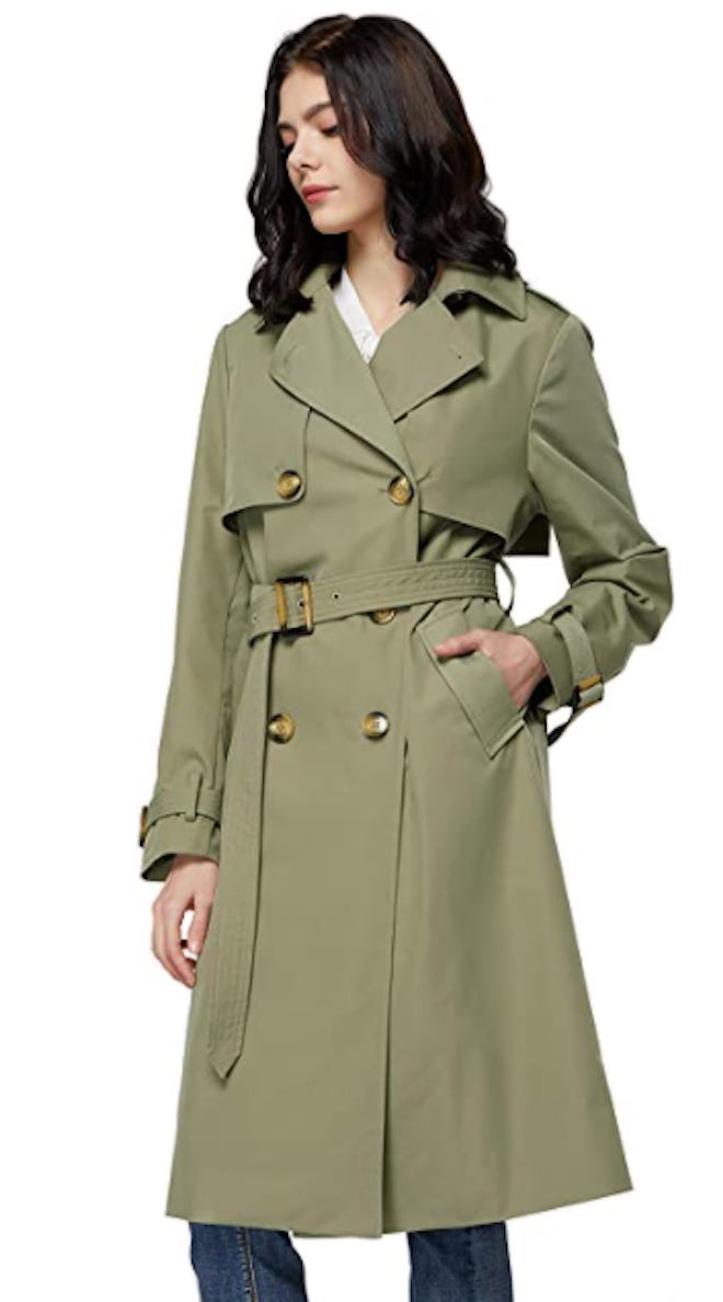 Orolay 3/4 Length Double Breasted Trench Coat with Belt