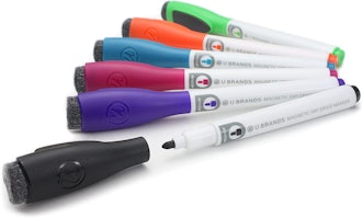 U Brands Low Odor Magnetic Dry Erase Markers With Erasers (6-Pack)