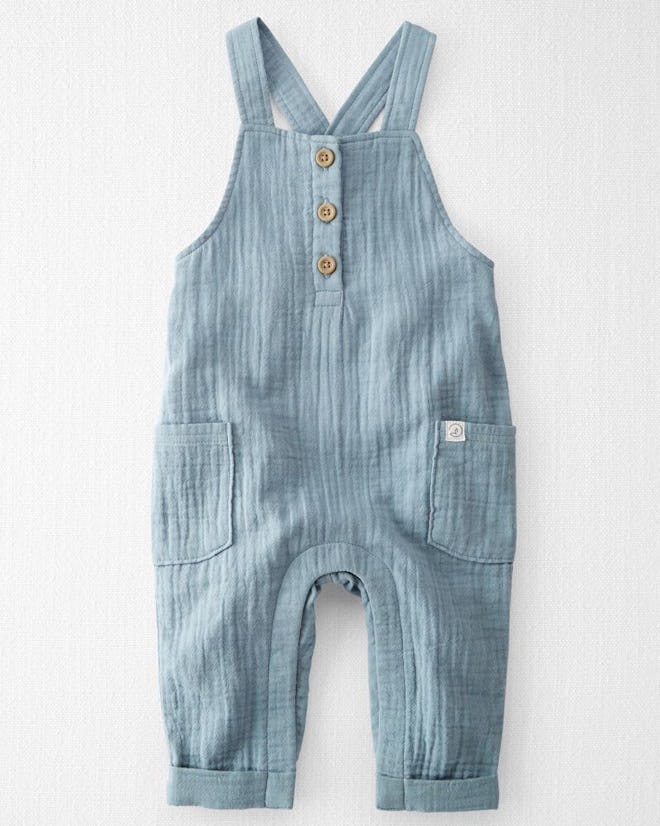 coming home outfit for baby boys: gauze overalls from carters