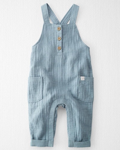 coming home outfit for baby boys: gauze overalls from carters