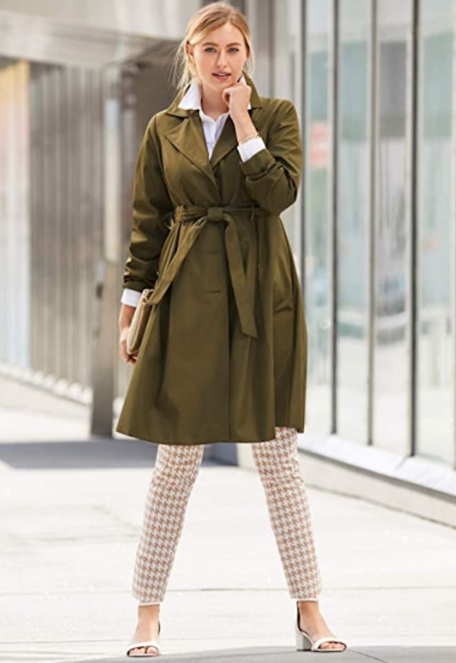 Jessica London Plus Size Pleated Trench Coat