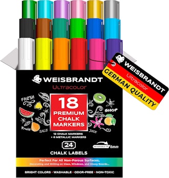 WEISBRANDT UltraColor Vibrant Liquid Chalk Markers & Metallic Colors (18-Pack)