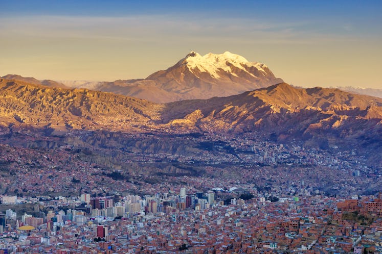 City of La Paz underneath mountain 