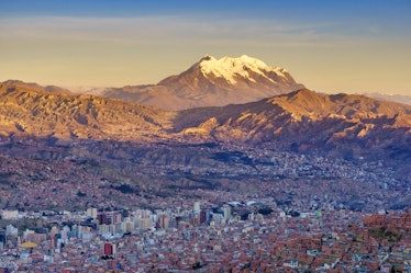 City of La Paz underneath mountain 