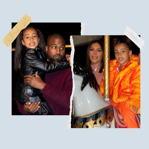 North West with parents Kim Kardashian and Kanye West.