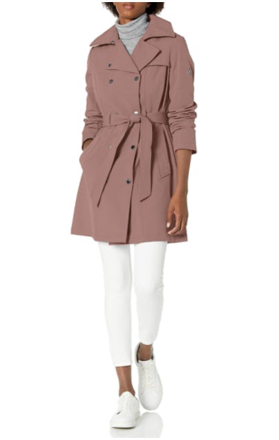 Calvin Klein Belted Rain Jacket with Removable Hood