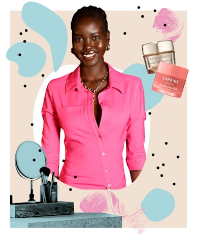 Adut Akech tells Bustle about her beauty routine, favorite skin care products, and makeup tips..