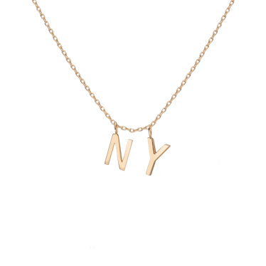 Aurate personalized gold pendant necklace.