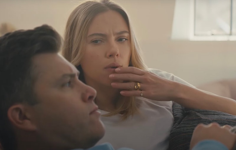 Scarlett Johansson & Colin Jost in Amazon Alexa's Super Bowl commercial.