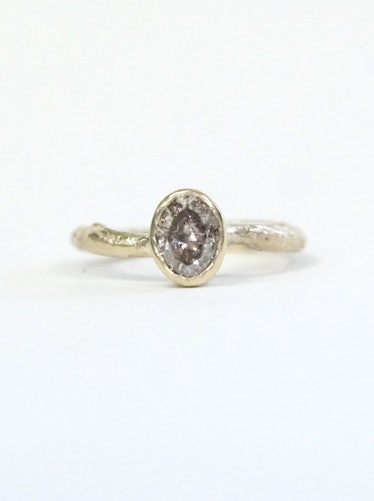 Salt and Pepper Diamond Twig Engagement Ring