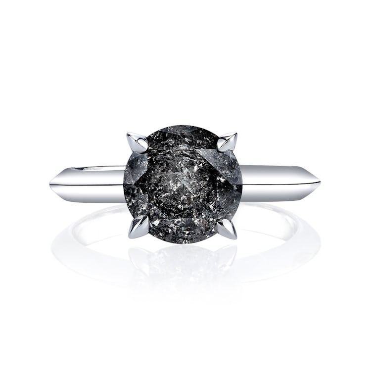 round salt and pepper diamond engagement ring