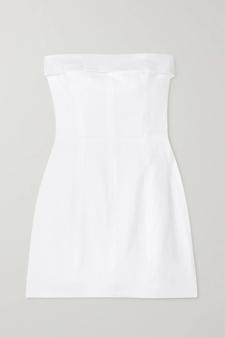 Reformation's Madilyn Strapless Linen Mini Dress. 