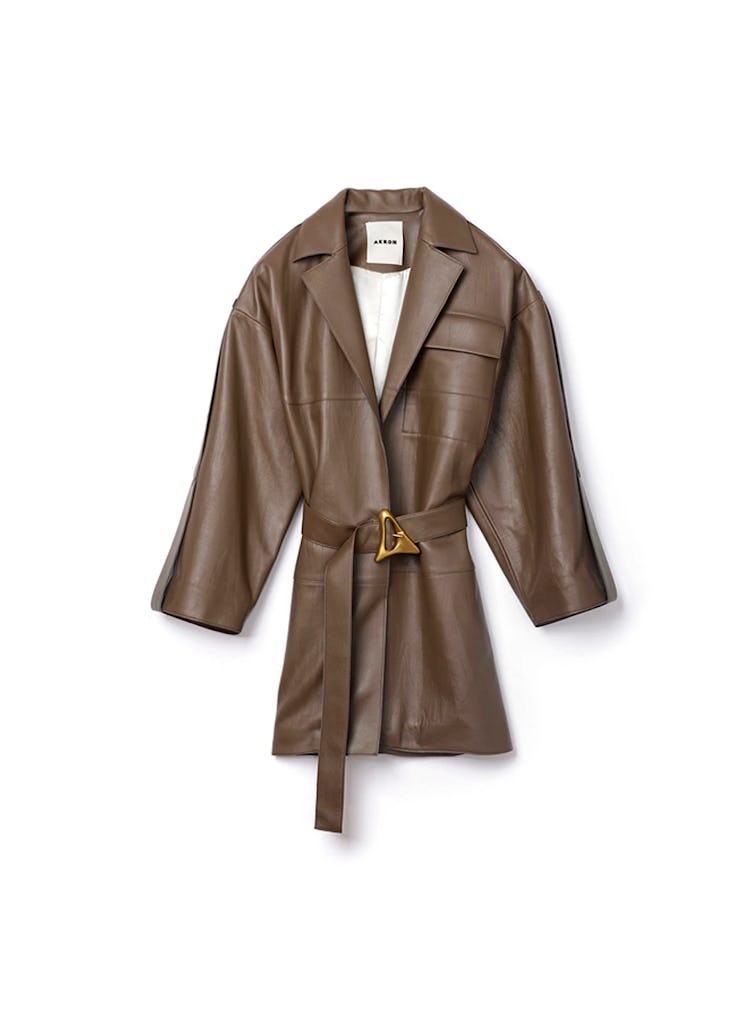 AERON brown leather blazer.