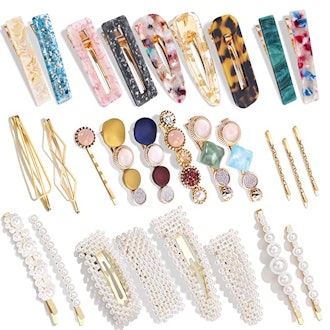 Hingwah Pearls and Acrylic Resin Hair Clips (28 Pieces)