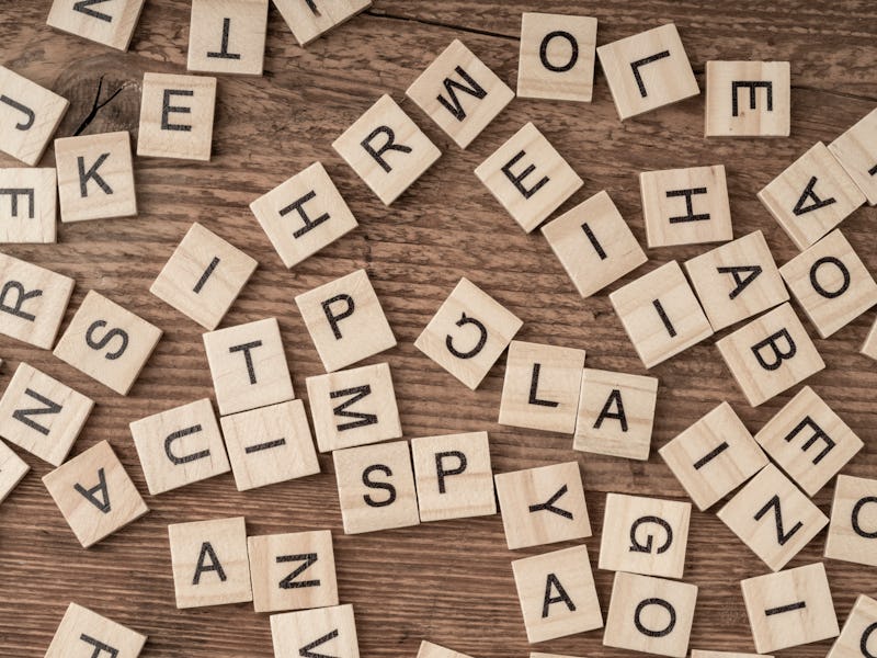 alphabets on wooden cubes as a background