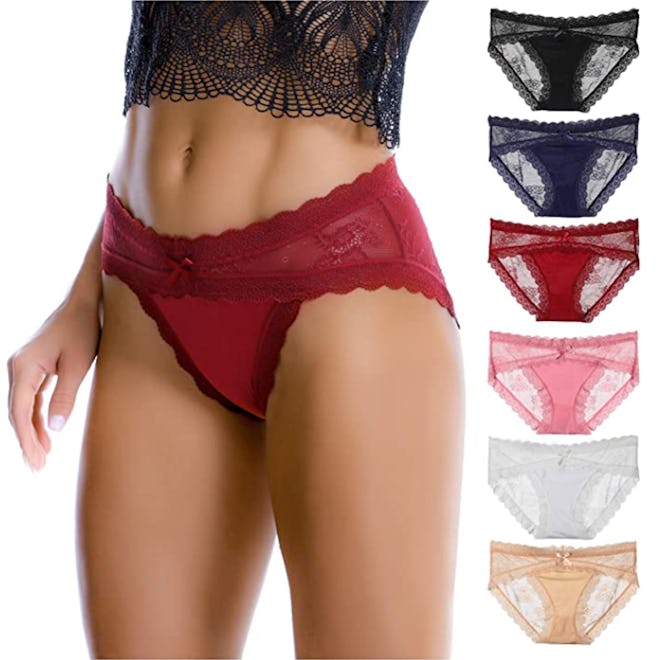 LEVAO Lace Bikini Panties (6-Pack)