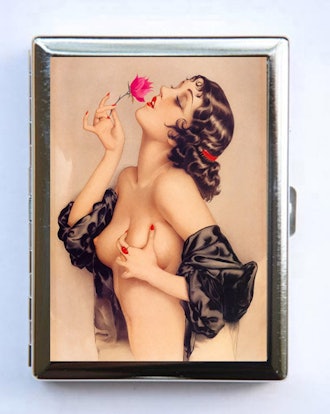 Pin up Rose Cigarette Case Wallet Business Card Holder