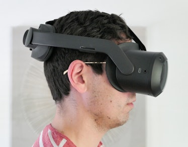 Side profile of someone wearing the Vive Focus 3.