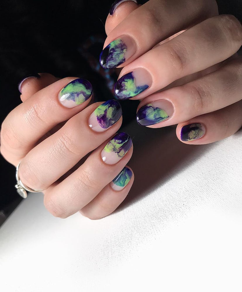 Purple Marble Nail Art for a Spring Boost