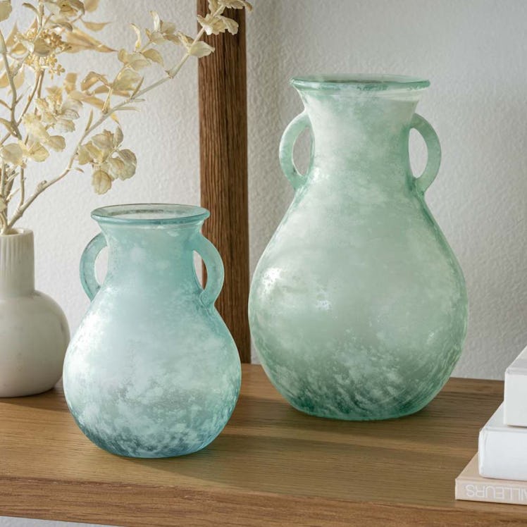 Estelle Handled Frosted Seaglass Vase