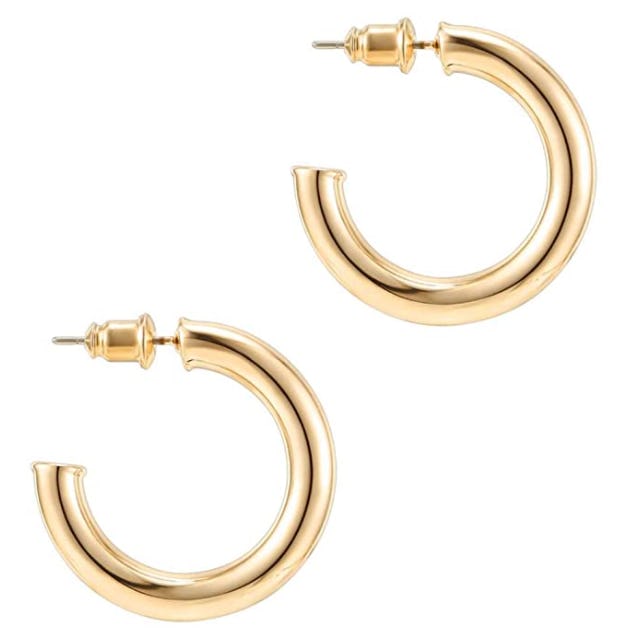 PAVOI 14K Gold Plated Lightweight Open Hoops