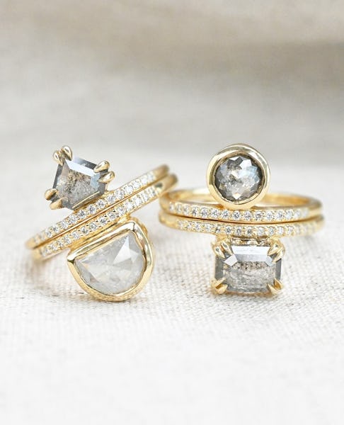 salt and pepper diamond engagement rings by Valerie Madison