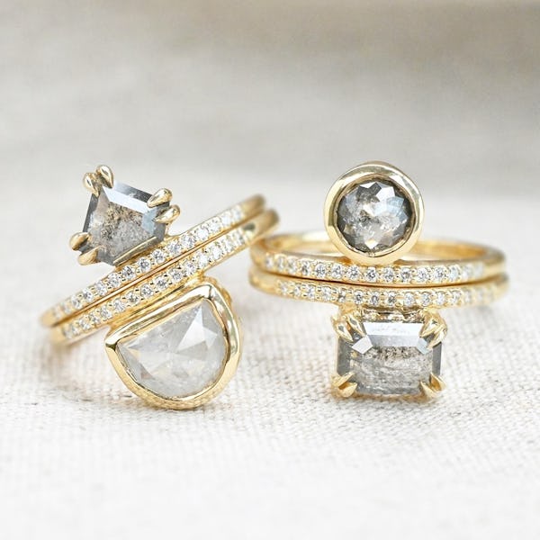 salt and pepper diamond engagement rings by Valerie Madison