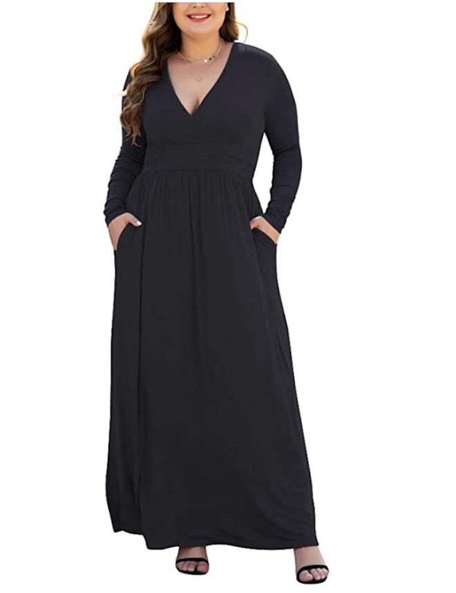 HAOMEILI Long-Sleeve Maxi Dress with Pockets