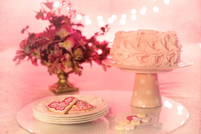 valentines day zoom background: Pink Icing Cake On Stand