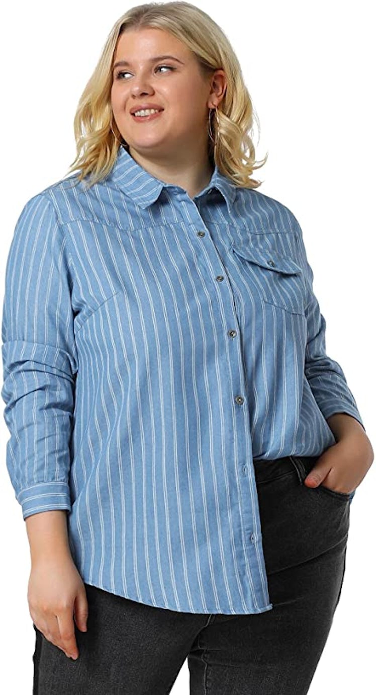 Agnes Orinda Women's Long-Sleeve Denim Shirt