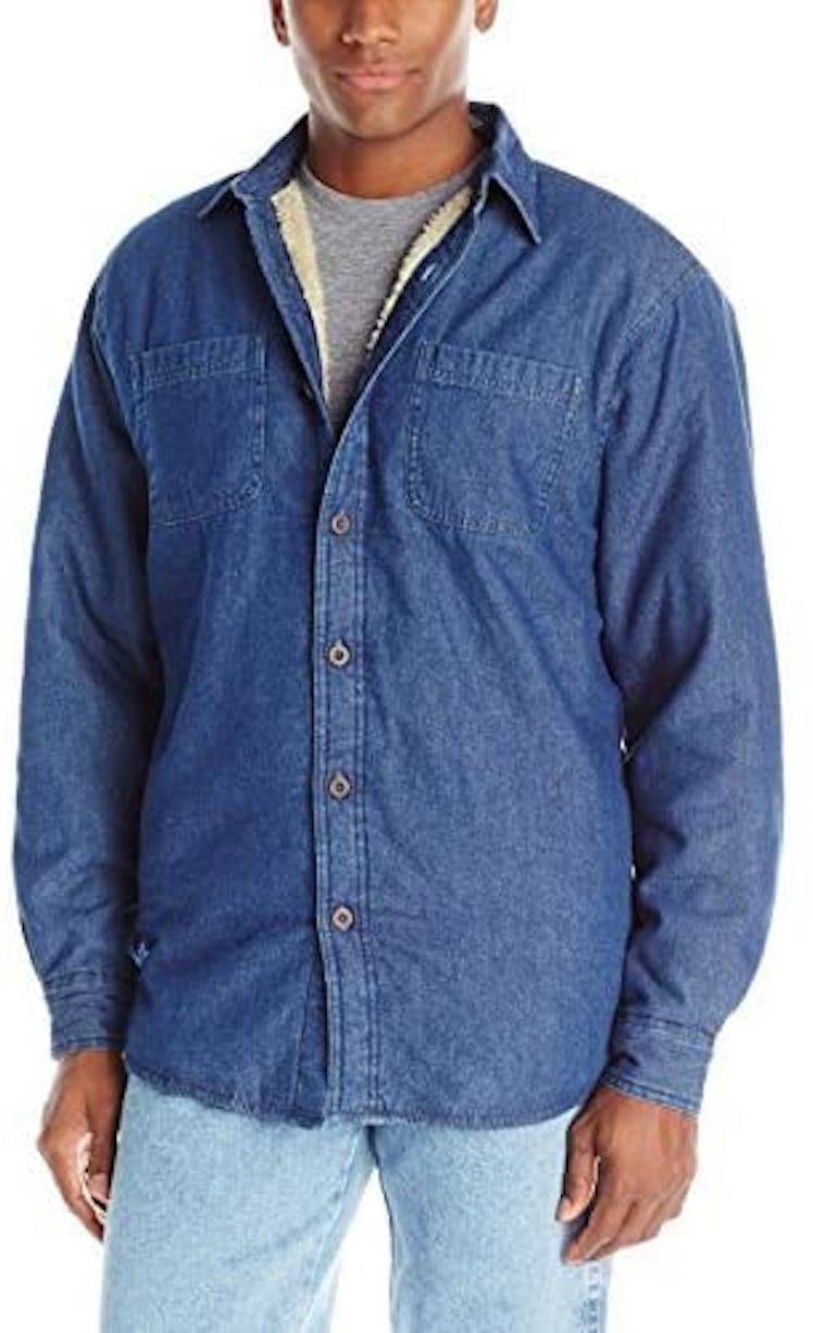 Wrangler Authentic Men's Sherpa-Lined Denim Shirt Jacket