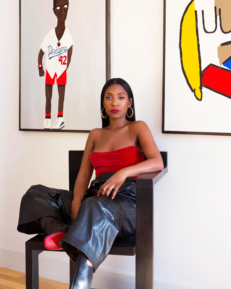 Rajni Jacques, global head of fashion & beauty at Snap Inc., in a red top and black leather pants.