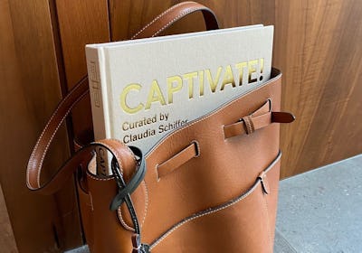 Claudia Schiffer's 'Captivate' fashion book in a bag