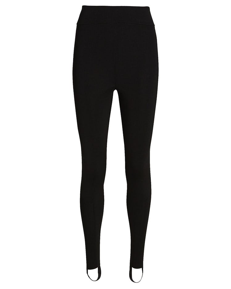 Victoria Beckham black stirrup leggings.