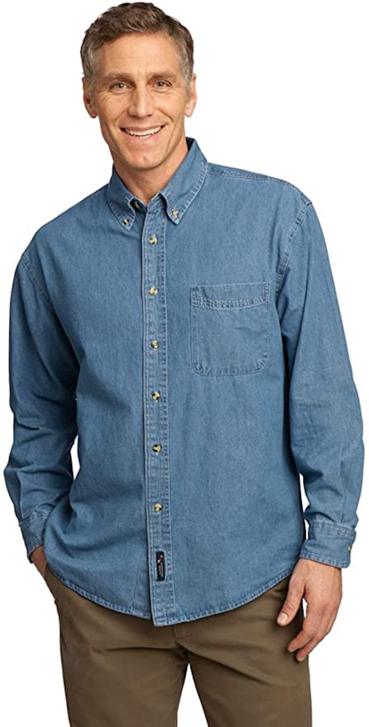 PORT AND COMPANY Men's Long-Sleeve Value Denim Shirt