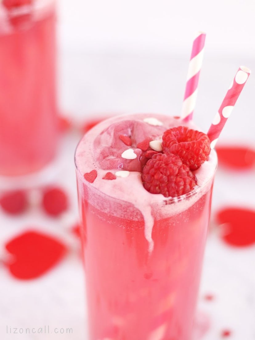 Non-alcoholic pink and red drinks.