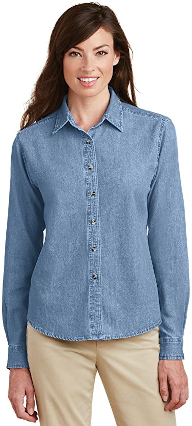 PORT AND COMPANY Women's Long-Sleeve Value Denim Shirt