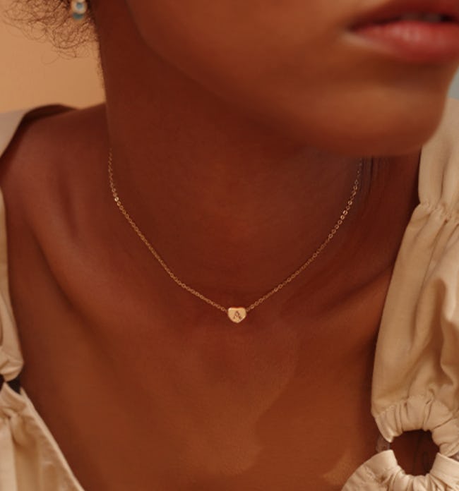 Fettero Tiny Gold Initial Heart Necklace