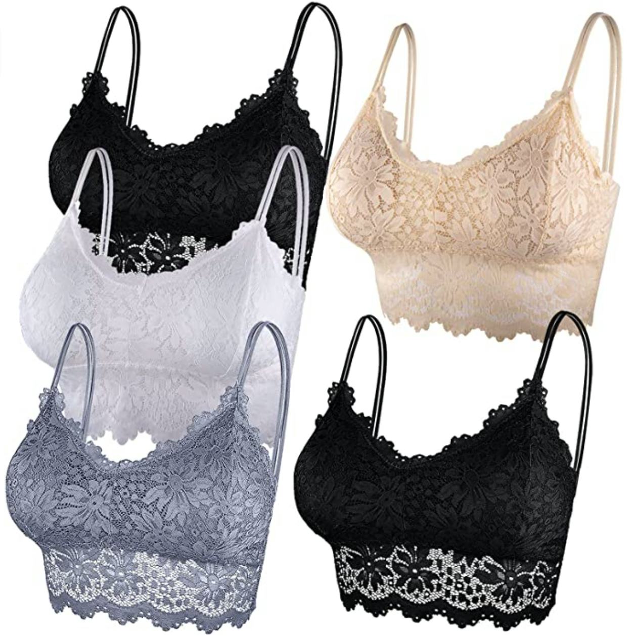 Duufin Padded Lace Bralettes (5-Pack)