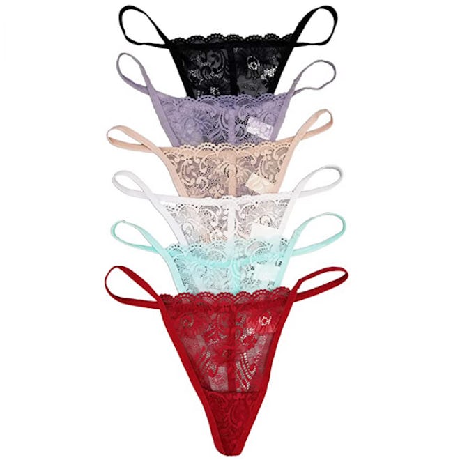 Vision Underwear Lace Thong Panties (6 Pack)