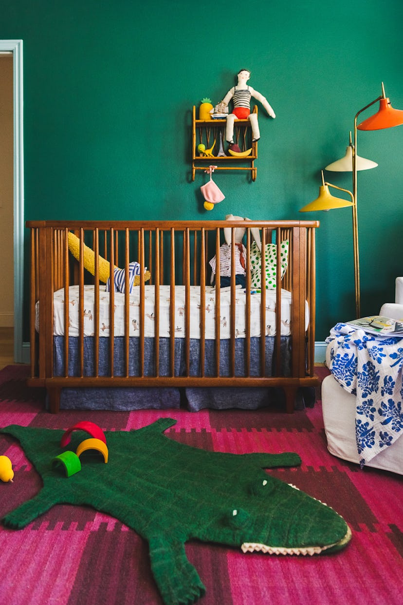 gender neutral jewel toned baby nursery