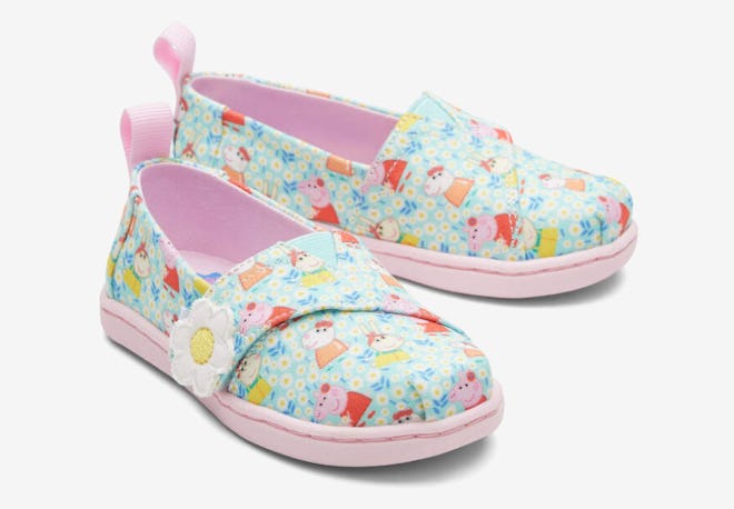 The TOMS X Peppa Pig Tiny Alpargata is part of a collaboration with Hasbro.