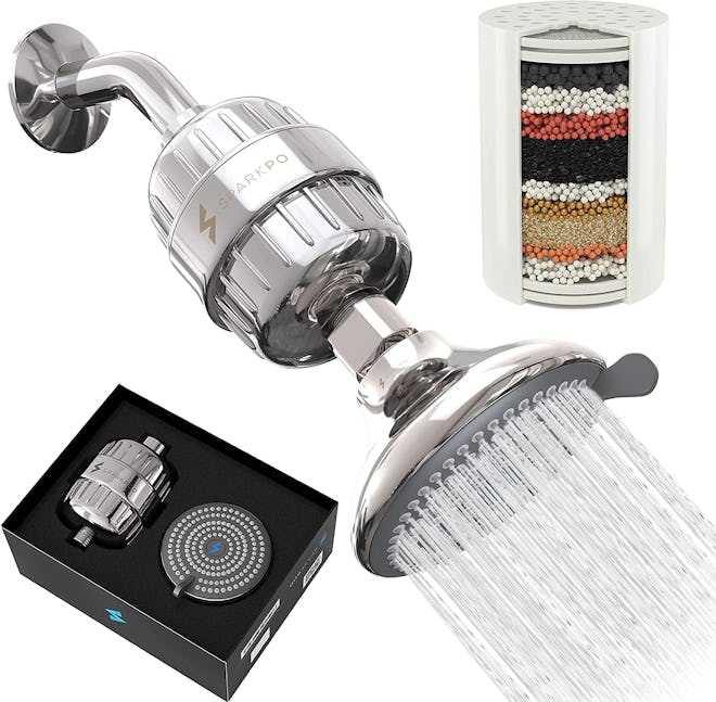 SparkPod High Pressure Shower Head with Water Softener Filter 