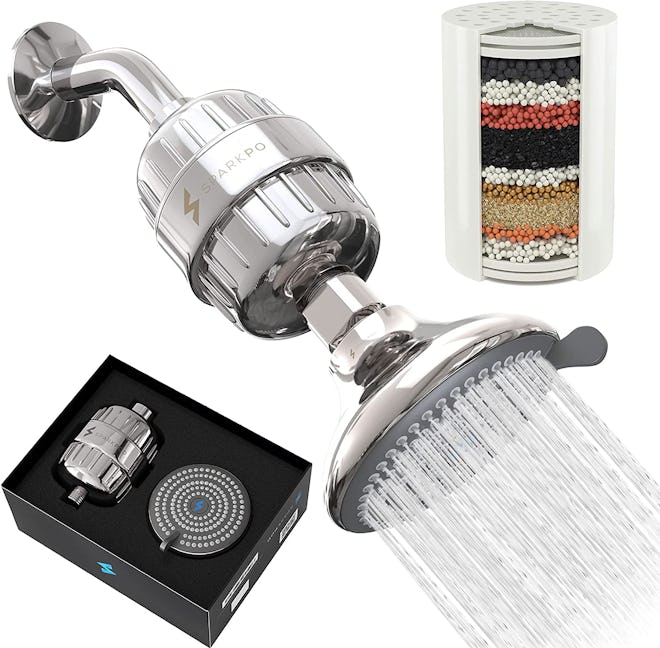 SparkPod High Pressure Shower Head with Water Softener Filter 