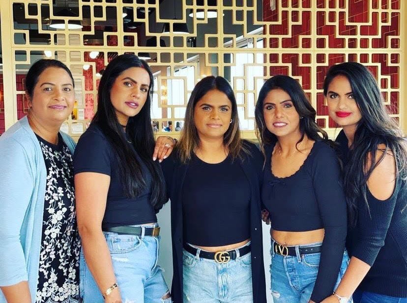 Rav Kaur Dhaliwal with her four older sisters in Ontario